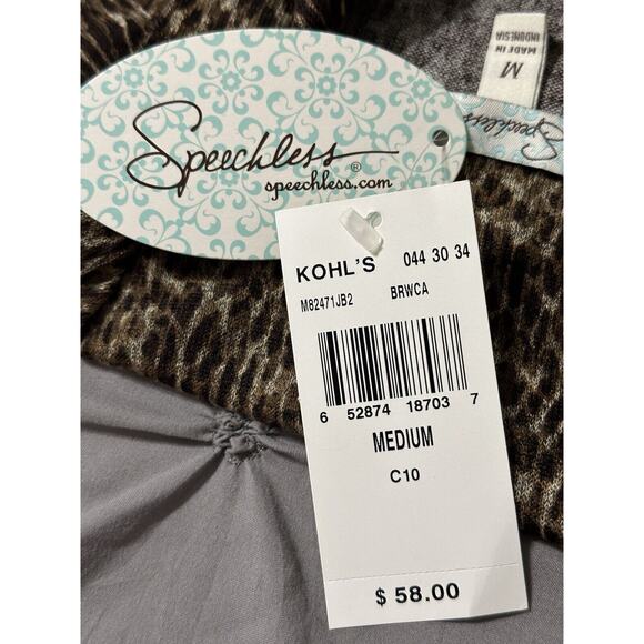 Speechless short sleeve animal print dress Medium Cowl Neckline Button Shoulder - Picture 8 of 12